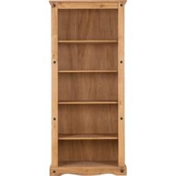 Seconique Corona 5 Shelf Distressed Waxed Pine Tall Bookcase - Brown - Wilko - thumbnail 4