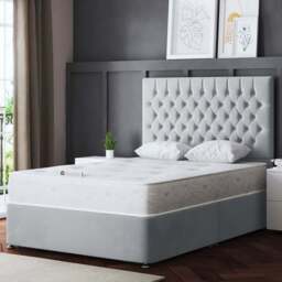 DS Living Seraphine Super King Size Silver Upholstered Panel Divan Bed - Wilko