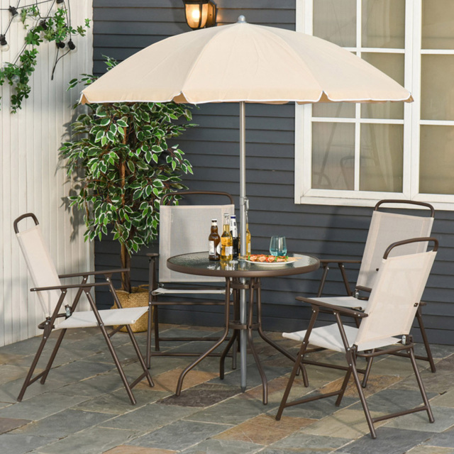 Outsunny 4 Seater Bistro Set Beige - Cream - Wilko - image 1