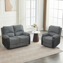 Furniture One 3 Seater Grey Sectional Corduroy Electric Recliner Sofa Chair Set - Wilko - thumbnail 4