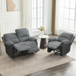 Furniture One 3 Seater Grey Sectional Corduroy Electric Recliner Sofa Chair Set - Wilko - thumbnail 5