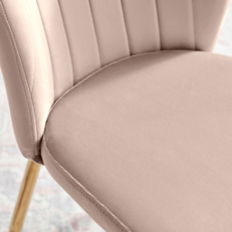 Furniturebox Daphne Set of 2 Pink Velvet and Gold Dining Chair - Wilko - thumbnail 3