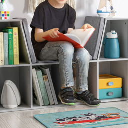 Portland 6 Shelf Grey Kids Bookcase with Cushioned Reading Seat - Wilko - thumbnail 4
