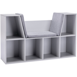 Portland 6 Shelf Grey Kids Bookcase with Cushioned Reading Seat - Wilko - thumbnail 3