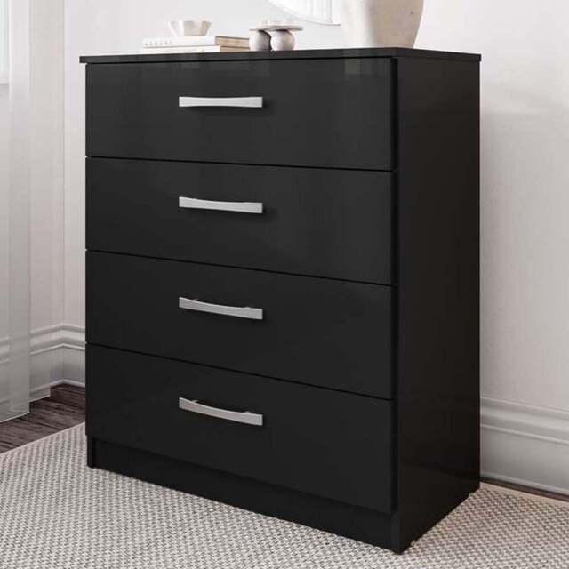 Lynx 4 Drawer Black Chest of Drawers - Birlea - Wilko - image 1