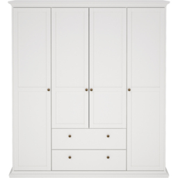 Florence Paris 4 Door 2 Drawer White Wardrobe - Size: 4 Door, 2 Drawer - Wilko - thumbnail 4
