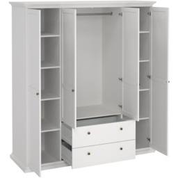 Florence Paris 4 Door 2 Drawer White Wardrobe - Size: 4 Door, 2 Drawer - Wilko - thumbnail 5