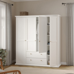 Florence Paris 4 Door 2 Drawer White Wardrobe - Size: 4 Door, 2 Drawer - Wilko - thumbnail 7