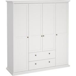 Florence Paris 4 Door 2 Drawer White Wardrobe - Size: 4 Door, 2 Drawer - Wilko - thumbnail 3