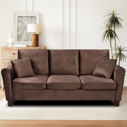 Brooklyn 3 Seater Brown Brushed Velvet Sofa - Wilko - thumbnail 1