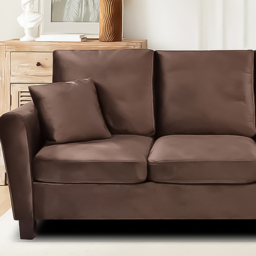Brooklyn 3 Seater Brown Brushed Velvet Sofa - Wilko - thumbnail 3