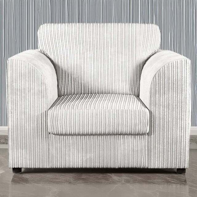 Luxor Single Seater Silver Jumbo Cord Armchair - Wilko - image 1