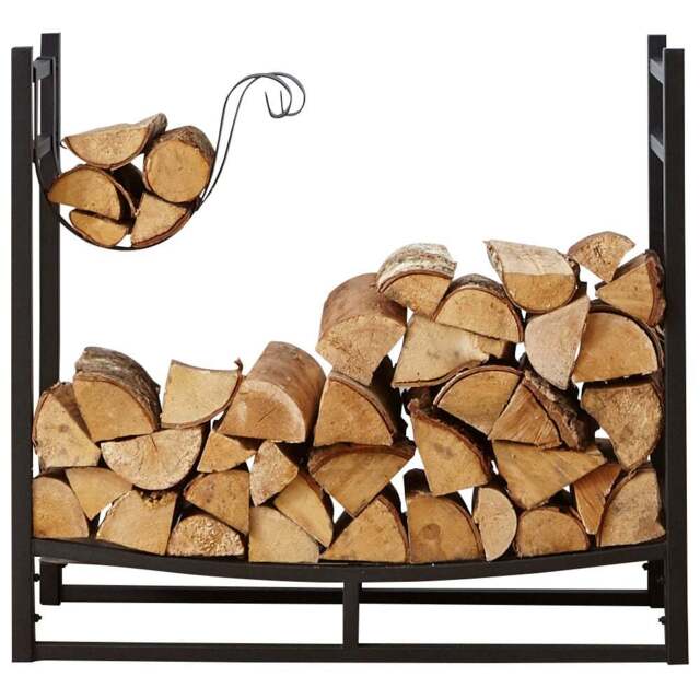 Neo Black Firewood Log Rack with Hooks - Size: 35 x 75 x 83cm - Wilko - image 1