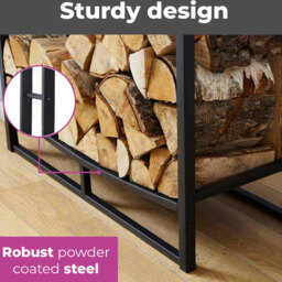 Neo Black Firewood Log Rack with Hooks - Size: 35 x 75 x 83cm - Wilko - thumbnail 4
