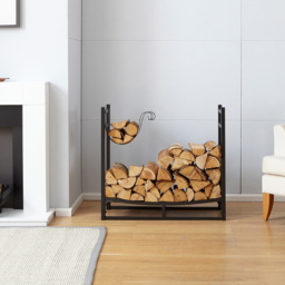 Neo Black Firewood Log Rack with Hooks - Size: 35 x 75 x 83cm - Wilko - thumbnail 3