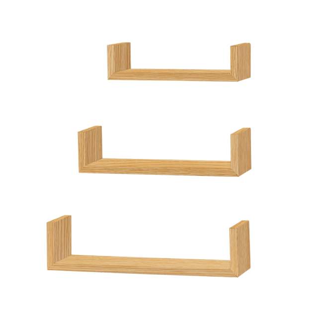 Oak Book End Floating Shelf 3 Pack - Size: 26, 33, 40cm - Wilko - image 1