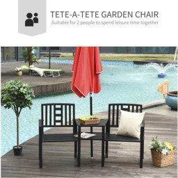 Outsunny 2 Seater Black Companion Seat with Umbrella Hole - Wilko - thumbnail 5