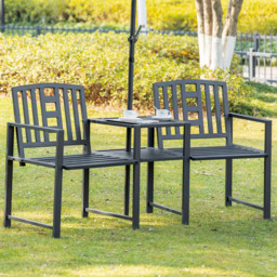 Outsunny 2 Seater Black Companion Seat with Umbrella Hole - Wilko - thumbnail 1