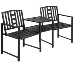 Outsunny 2 Seater Black Companion Seat with Umbrella Hole - Wilko - thumbnail 3
