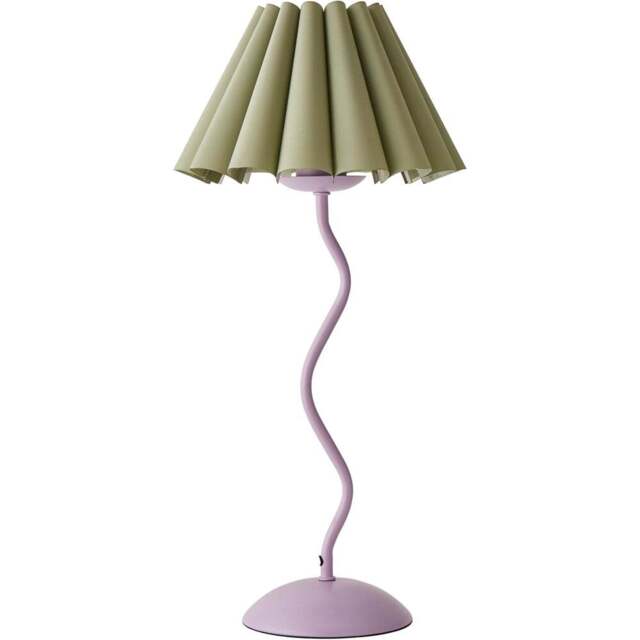 ValueLights Wiggle Sage and Pale Purple Pleated Scallop Shade Table Lamp and LED Bulb - Size: 52 x 25 x 25cm - Wilko - image 1