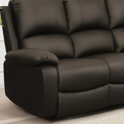 Brooklyn 3 Seater Brown Bonded Leather Manual Recliner Sofa - Wilko - thumbnail 4