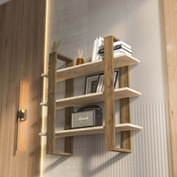 Decorotika Suno 3 Shelf Traverter and Walnut Wall Mounted Display Unit - Size: 90 x 90 x 25.6cm - Multi - Wilko - thumbnail 5