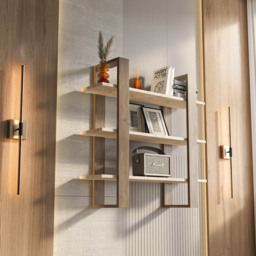 Decorotika Suno 3 Shelf Traverter and Walnut Wall Mounted Display Unit - Size: 90 x 90 x 25.6cm - Multi - Wilko - thumbnail 4