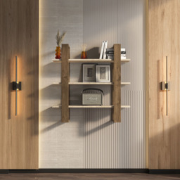 Decorotika Suno 3 Shelf Traverter and Walnut Wall Mounted Display Unit - Size: 90 x 90 x 25.6cm - Multi - Wilko - thumbnail 7