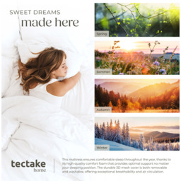 tectake Sky Double 2 in 1 Firmness Level 3D Mesh Cover Mattress - White - Wilko - thumbnail 7