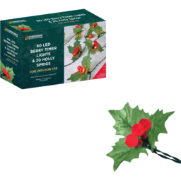 The Christmas Workshop 60 LED Holly Sprig and Berries String Light - Wilko - thumbnail 4