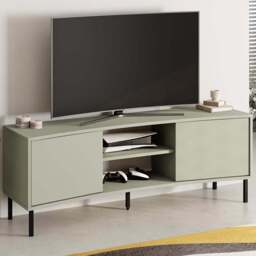 FWStyle Frem Modern 2 Door Ash Green Curved TV Stand Unit - Size: 55 x 150 x 40cm - Wilko