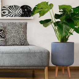 wilko Ribbed Grey Indoor Cylinder Plant Pot with Legs 46cm - Instadecor - thumbnail 7