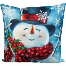 Xmas Haus Christmas-Themed Snowman Cushion 45 x 45cm - Multi - Wilko