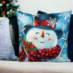 Xmas Haus Christmas-Themed Snowman Cushion 45 x 45cm - Multi - Wilko - thumbnail 4