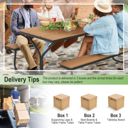 Costway 8 Seater Brown Outdoor Picnic Bench Set - Wilko - thumbnail 7