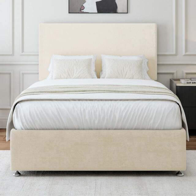 Bedmaster Double Cream Naples Linen Divan Base with Valencia Headboard - Wilko - image 1
