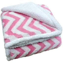 Velosso Pink Chevron Sherpa Throw 100 x 150cm - Wilko