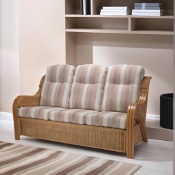Desser Furniture Opera 3 Seater Light Oak Natural Rattan Duke Beige Stripe Sofa - Brown - Wilko - thumbnail 5