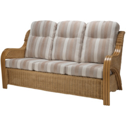Desser Furniture Opera 3 Seater Light Oak Natural Rattan Duke Beige Stripe Sofa - Brown - Wilko - thumbnail 3