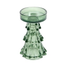 Glass Tree Pillar Candle Holder Green - Wilko - thumbnail 4
