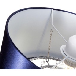 Happy Homewares Navy Blue Satin Fabric Pendant Shade with Transparent Acrylic Droplets - Size: 17 x 30 x 30cm - Wilko - thumbnail 6