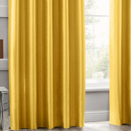 Intimates Faux Silk Ochre Ring Top Curtains 168X229cm - Size: W 168 x D 229cm - Yellow - Wilko - thumbnail 4