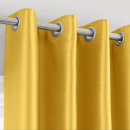 Intimates Faux Silk Ochre Ring Top Curtains 168X229cm - Size: W 168 x D 229cm - Yellow - Wilko - thumbnail 3
