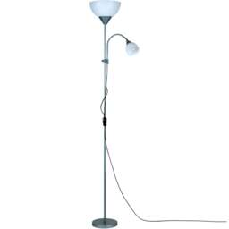 Lighting Collection Hale 2 Way Frosted Shade Silver Mother Child Floor Lamp - Size: 13 x 23.5 x 41.5cm - Grey - Wilko