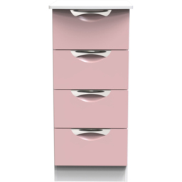 Crowndale Camden 4 Drawer Kobe Pink and White Bedside Cabinet Ready Assembled - Kobe Pink & White - Wilko - thumbnail 3