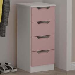Crowndale Camden 4 Drawer Kobe Pink and White Bedside Cabinet Ready Assembled - Kobe Pink & White - Wilko - thumbnail 1