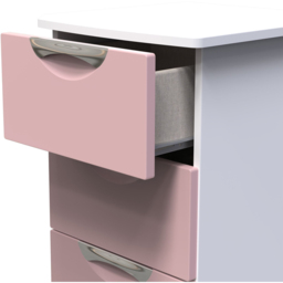 Crowndale Camden 4 Drawer Kobe Pink and White Bedside Cabinet Ready Assembled - Kobe Pink & White - Wilko - thumbnail 7