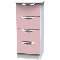 Crowndale Camden 4 Drawer Kobe Pink and White Bedside Cabinet Ready Assembled - Kobe Pink & White - Wilko - thumbnail 4