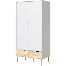 Florence 2 Door 2 Drawer White and Oak Wardrobe - Size: 2 Door, 2 Drawer - Furniture to Go - Wilko - thumbnail 5