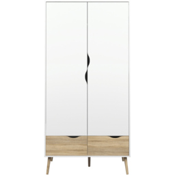 Florence 2 Door 2 Drawer White and Oak Wardrobe - Size: 2 Door, 2 Drawer - Furniture to Go - Wilko - thumbnail 4